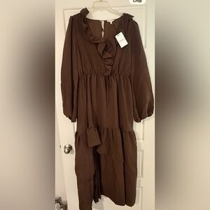 Elegant Brown Maxi Dress